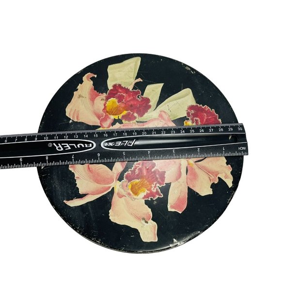 Vintage CANCO Helen Harrison Chicago Black Tin Irises Darling Cotton Leftovers - Picture 15 of 16